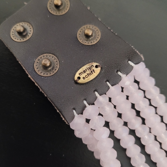 Marlyn Schiff Multi Strand Pale Rose Pink Beaded leather Bracelet - Picture 8 of 11